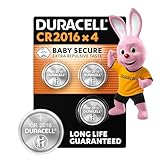 Duracell 2016 pilas de botón de litio 3 V (paquete de 4) - Larga duración garantizada - Tecnología Baby Secure - Para llaves de control remoto, mandos pequeños, relojes deportivos - Embalaje seguro