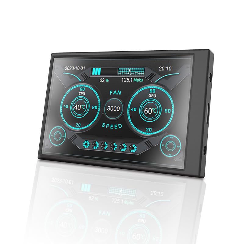 Image of 3.5 inch Computer Temp Monitor, Secondary Screen Stretched Bar LCD Display, PC Sensor Panel Display for Laptop Computer Speed Temperature CPU GPU Monitoring