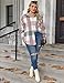 IN'VOLAND Women's Plus Size Plaid Shacket Long Sleeve Button Down Flannel Shirts Casual Jacket Coats Grey Pink