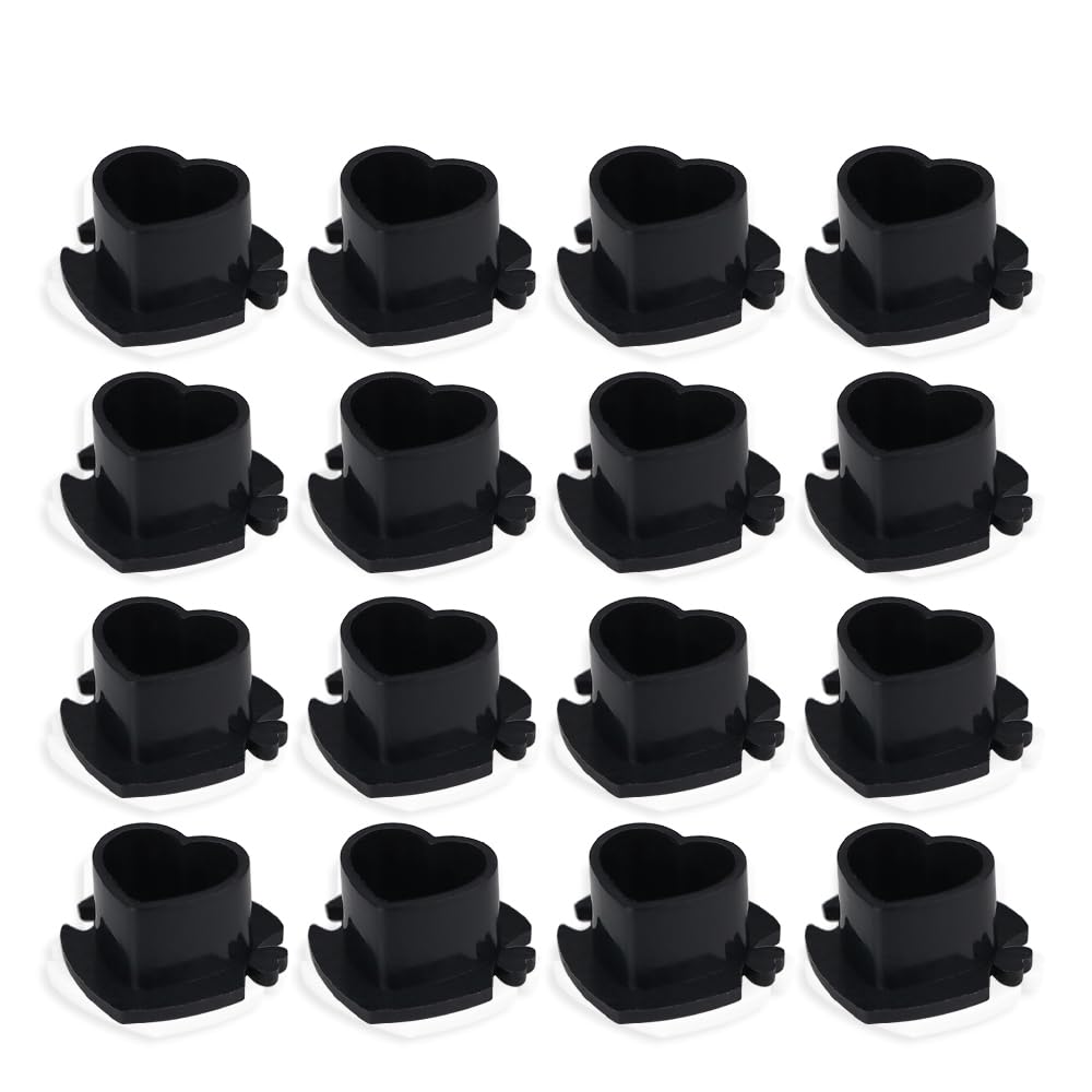 200PCS Heart Tattoo Ink Cups with Assemble Base Disposable Stable Plastic Pigment Caps 3 Colors Tattoo Ink Holder Cups for Permanent Makeup Supplies (Black2)
