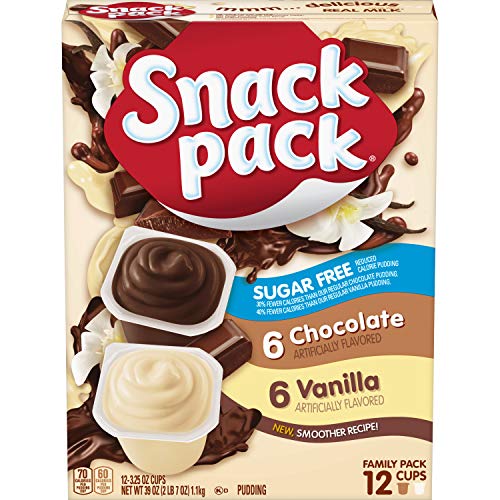 Snack Pack Zero Sugar Chocolate and Vanilla Pudding, Made with Re...