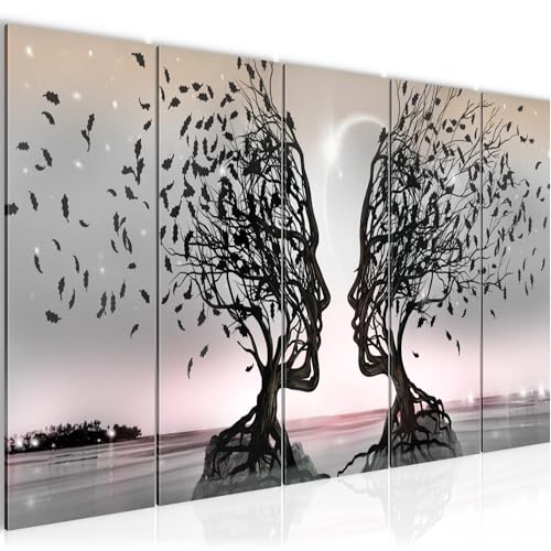 Runa Art Cuadro XXL Amantes 200 x 80 cm Gris Rosa 5 Piezas   Made in Germany   044855b