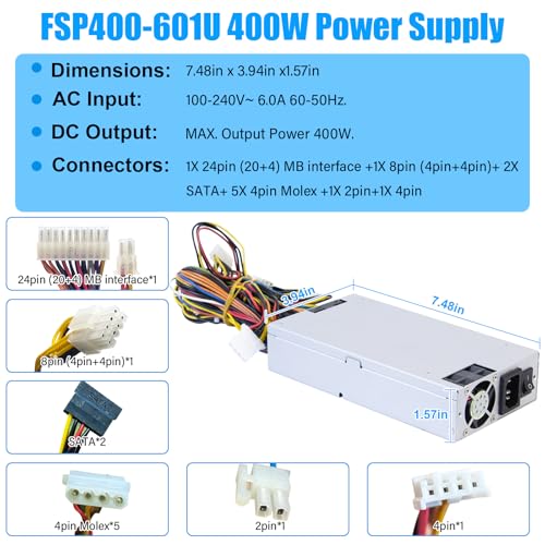 Fuente de poder S-Union FSP400-601U 400W ATX miniatura 4