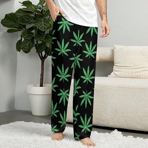 Marijuana Leafs Weed Men's And Women's Comfortable Casual Pajama Pants with Drawstring3