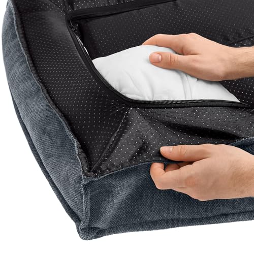 HUNTER Orthopädisches/Ergonomisches Hundebett MELUN, ergonomisches Hundebett mit Memoryschaum, druckentlastend und gelenkschonend, abnehmbarem Bezug, Farbe: anthrazit, Größe: M