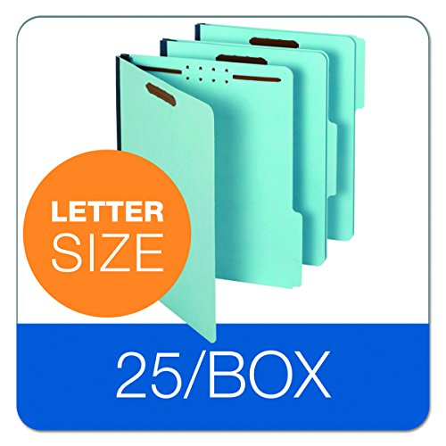 Pendaflex Pressboard Fastener Folders, Letter Size, Light Blue, 2 Expansion, 1/3 Cut, 25/BX (61542)