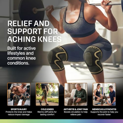 Image of Modvel Compression Knee Brace for Women & Men - 2 Pack Knee Brace for Women Running Knee Pain, Knee Support Compression Sleeve, Workout Sports Knee Braces for Meniscus Tear ACL & Arthritis Pain Relief