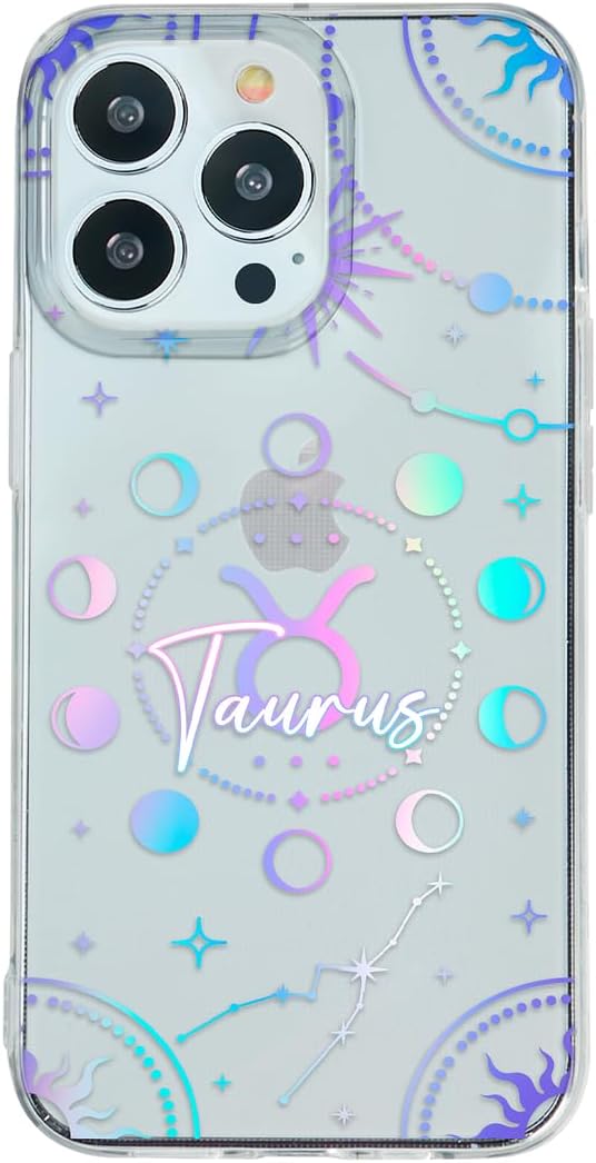 INSTACASE Case Compatible with iPhone 13 Pro Max Taurus Zodiac Sign, Protector Compatible with iPhone 13 Pro Max Customizable, Case Customized Horoscope Shockproof TPU. Clear