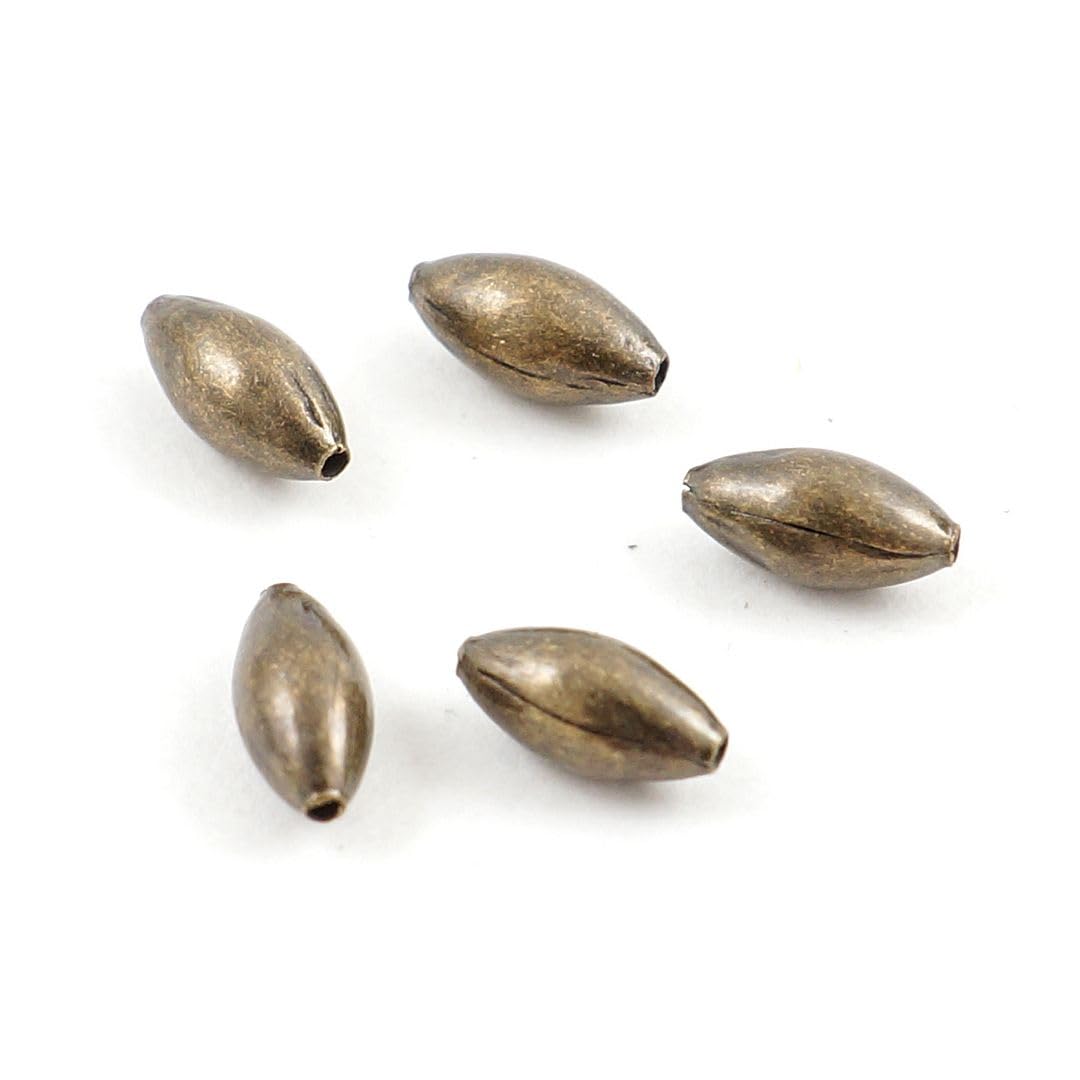 1000 unidades de espaciador de arroz ovalado liso 6 mm pequeñas cuentas de metal bronce antiguo (agujero ~ 0,8 mm) para joyería artesanía CF121