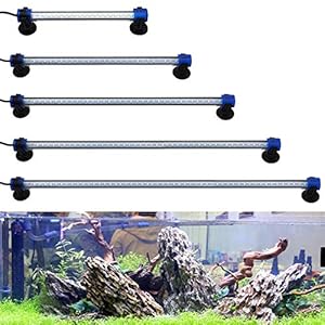 BPS Luz Blanca/Azul LED de Sumergible de Acuario Peces Tanque Clip Lámpara Iluminación de Plantas de Acuario con Luz con Diferente Voltaje Longitud (1.5W 30cm, Luz Blanca) BPS-6165
