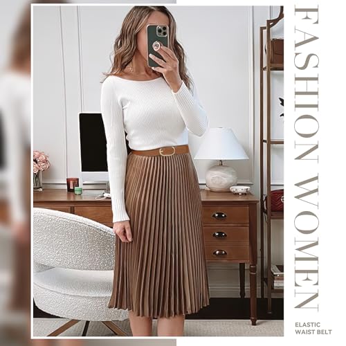 XZQTIVE Women Elastic Stretchy Belts for Dress Pant Comfortable Stretch Ladies Waist Belt with Fashion Gold Buckle3