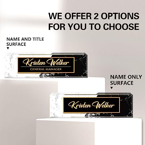 Image of Name Plate for Desk, Desk Name Plate Personalized, Office Decor for Women Men, Acrylic Desktop Accessories, Office Appreciation Gifts for Boss Social Workers Nurse Teacher Employee (White /Black)