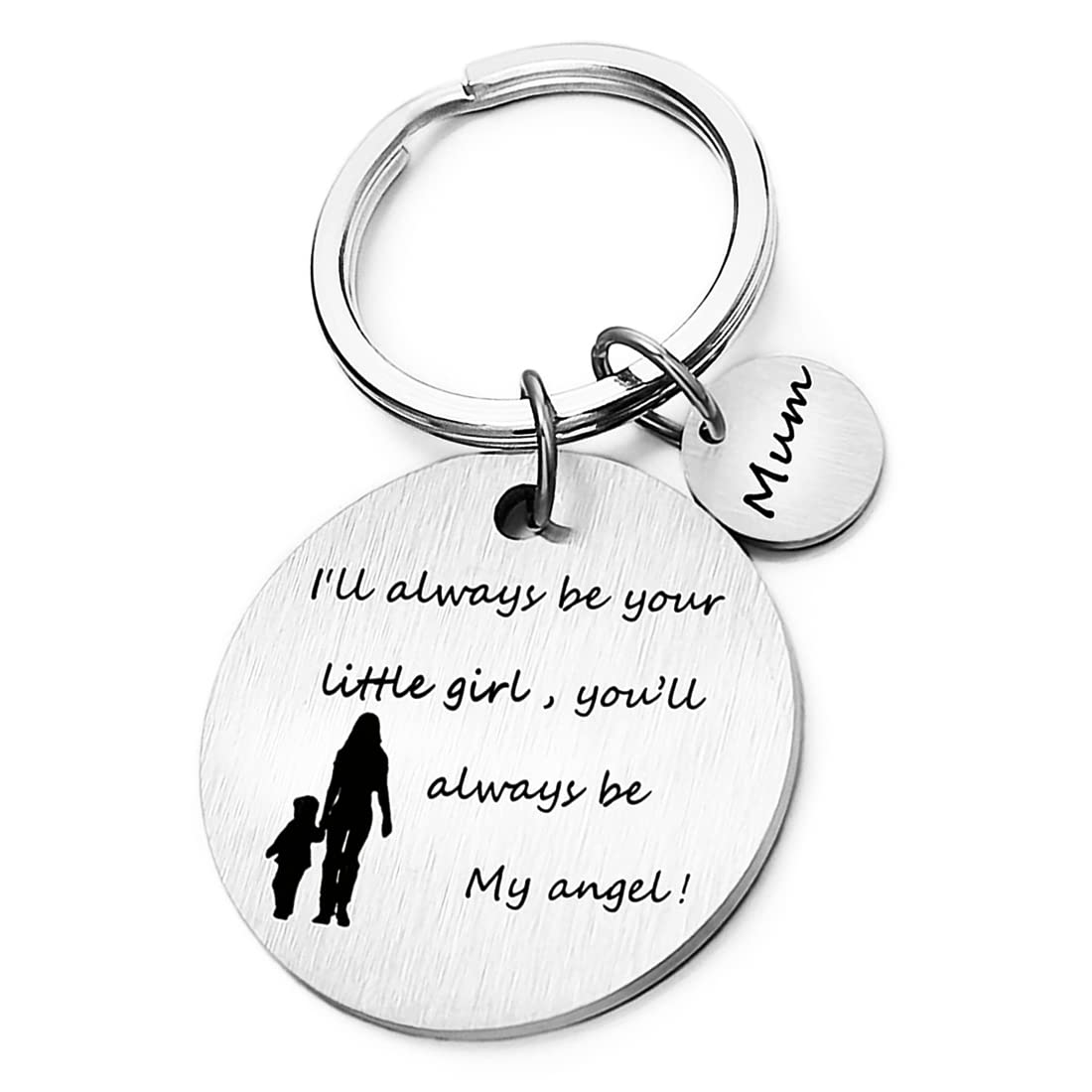 通用Linyusam Mum Gifts Mum Keyring from Daughter Cute Keyring Keychain for Mummy Birthday Mother's Day Gifts for Mother Mama Mummy, Sliver, 6×3