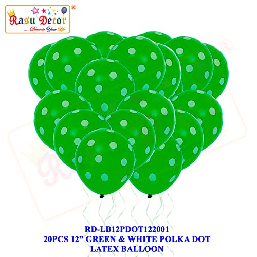 Image of RasuDecor 20 Pieces 12 inch Polka Dot Latex Balloon Green and White Dot Colorful Balloons, 12 Inch Latex Polka Dots Balloons for Kids Women Men Birthday Easter Engagement Wedding, Halloween Party Supplies Decor #RasuImpex (20Pcs 12 inchPolkaDotGreenWhite)