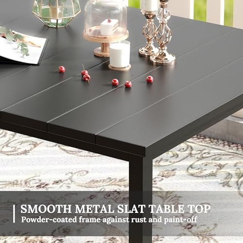 Image of VICLLAX Patio Dining Set for 6-63 inch Rectangle Table & Cushioned Seats, Black