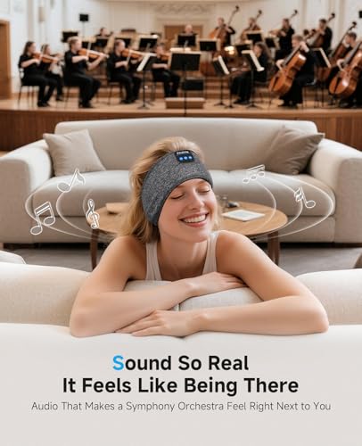 Image of Perytong Sleep Headphones Bluetooth 5.4, Sleeping Headphones with Built-in Stereo Speakers, Wireless Earphones for Comfortable Sleep Listening, Soft & Sweat-Proof Sports for Workout