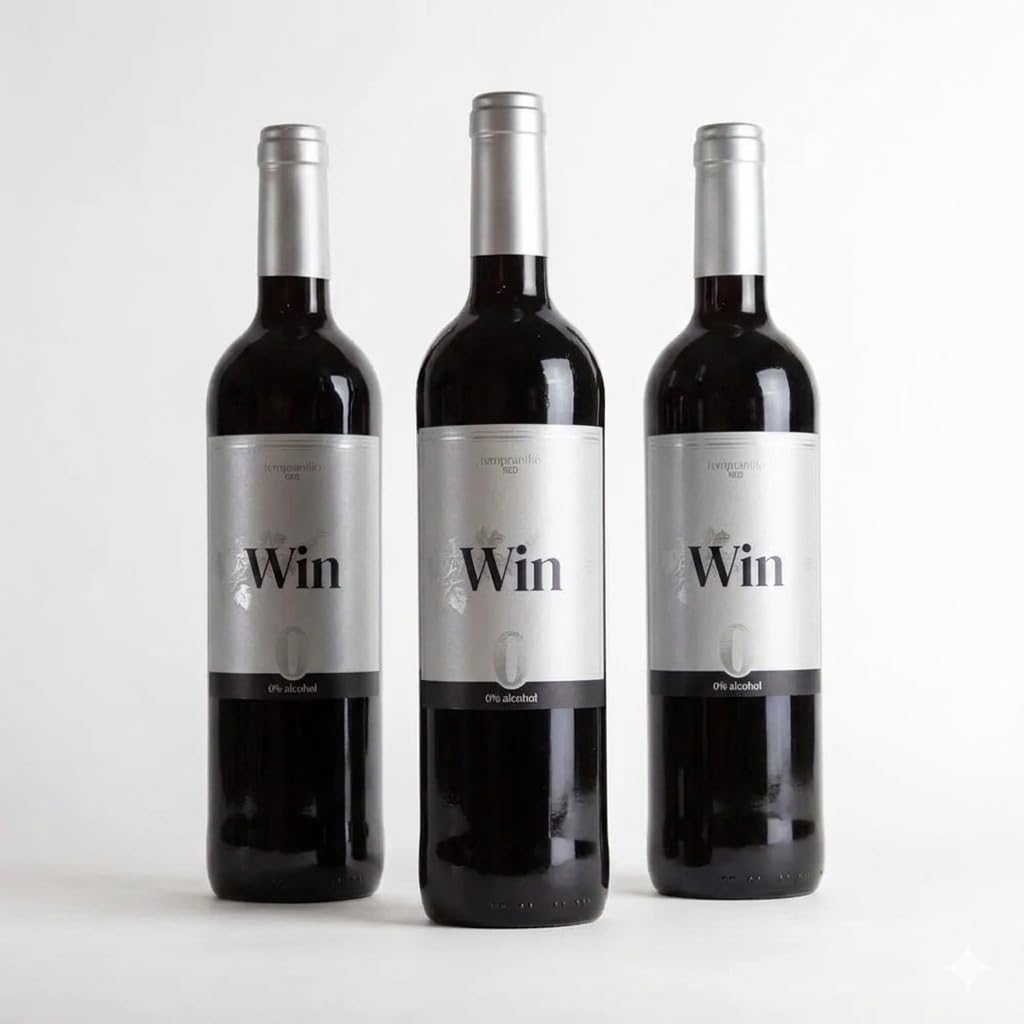 WIN Tempranillo Sin Alcohol – Pack de 3 Botellas x 75 cl | Vino Tinto Tempranillo Desalcoholizado 0% Vol.