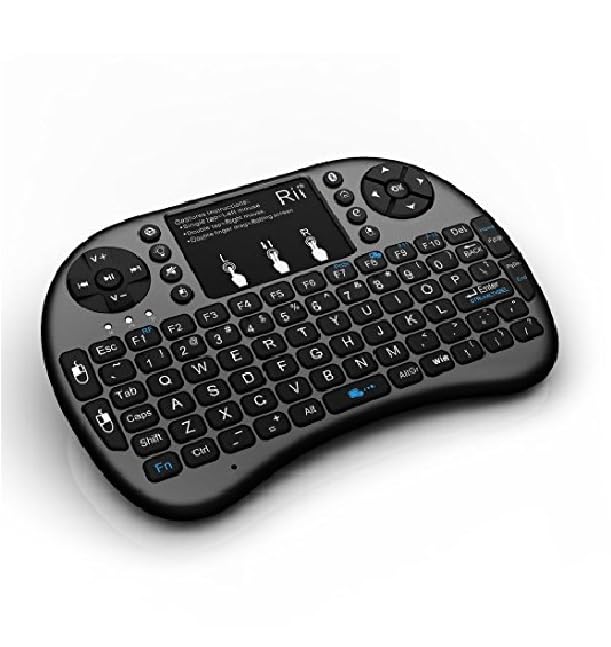 Rii i8+ BT Mini Wireless Bluetooth Backlight Touchpad Keyboard with Mouse BLACK