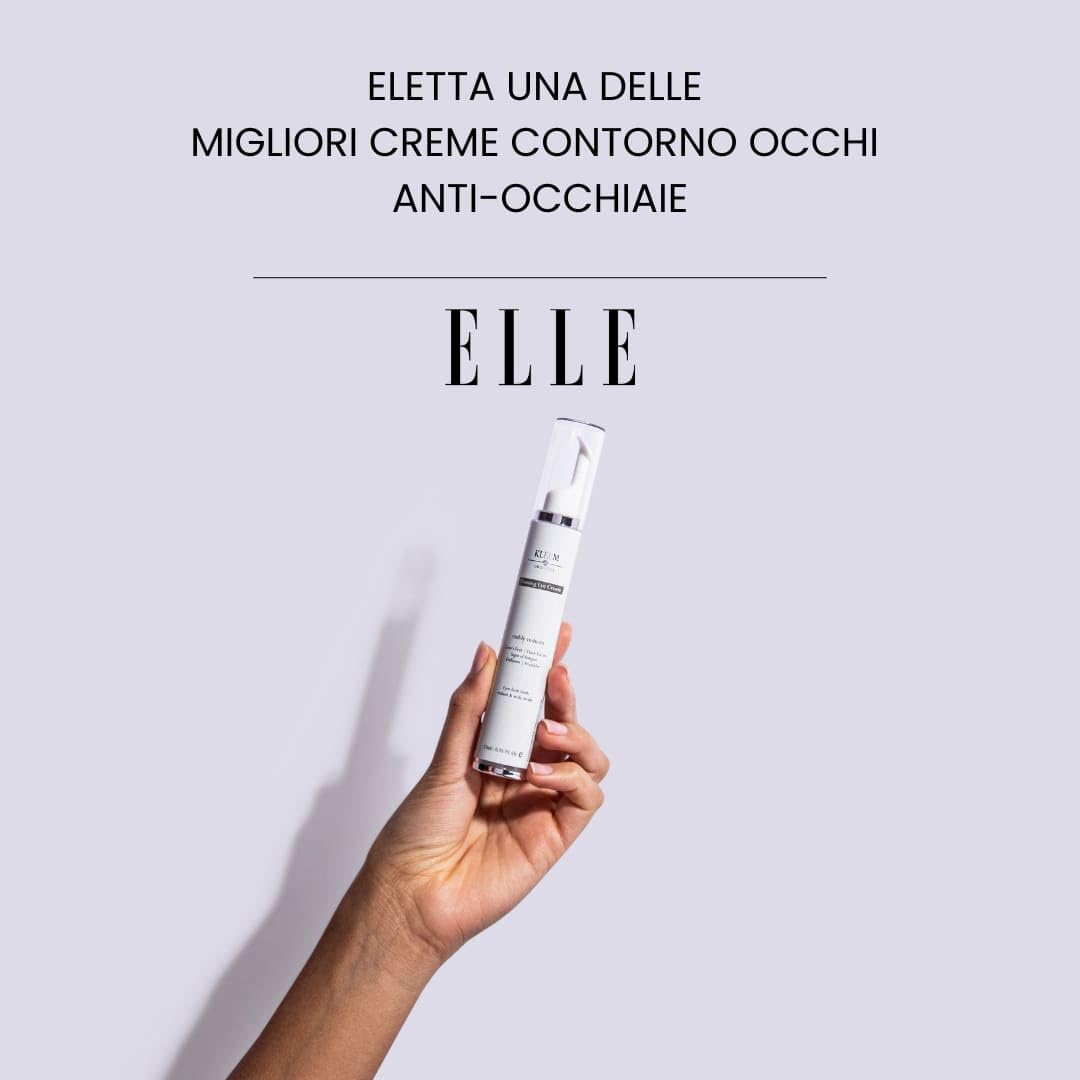 Kleem Crema Contorno Occhi Antirughe Dermatologicamente Testata - Formula Vegana a Tripla Azione Anti Age, Anti Borse, Anti Occhiaie con Peptidi e Caffeina – Donna e Uomo - 15ml