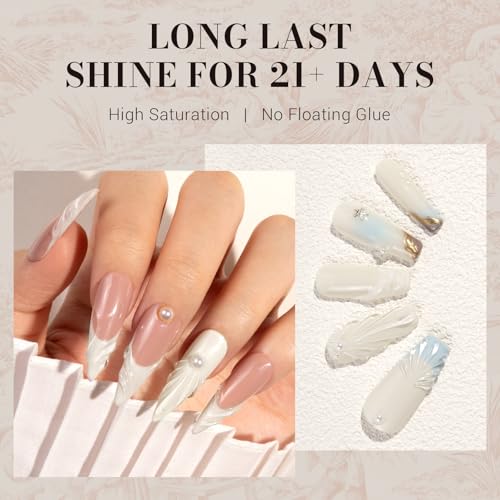 Image of MelodySusie Milky White Gel Nail Polish,0.5fl oz Nails Soak Off UV LED Shell White Gel Polish Gift for Women Nail Art Manicure Salon DIY Nail Design Decoration at Home-1683