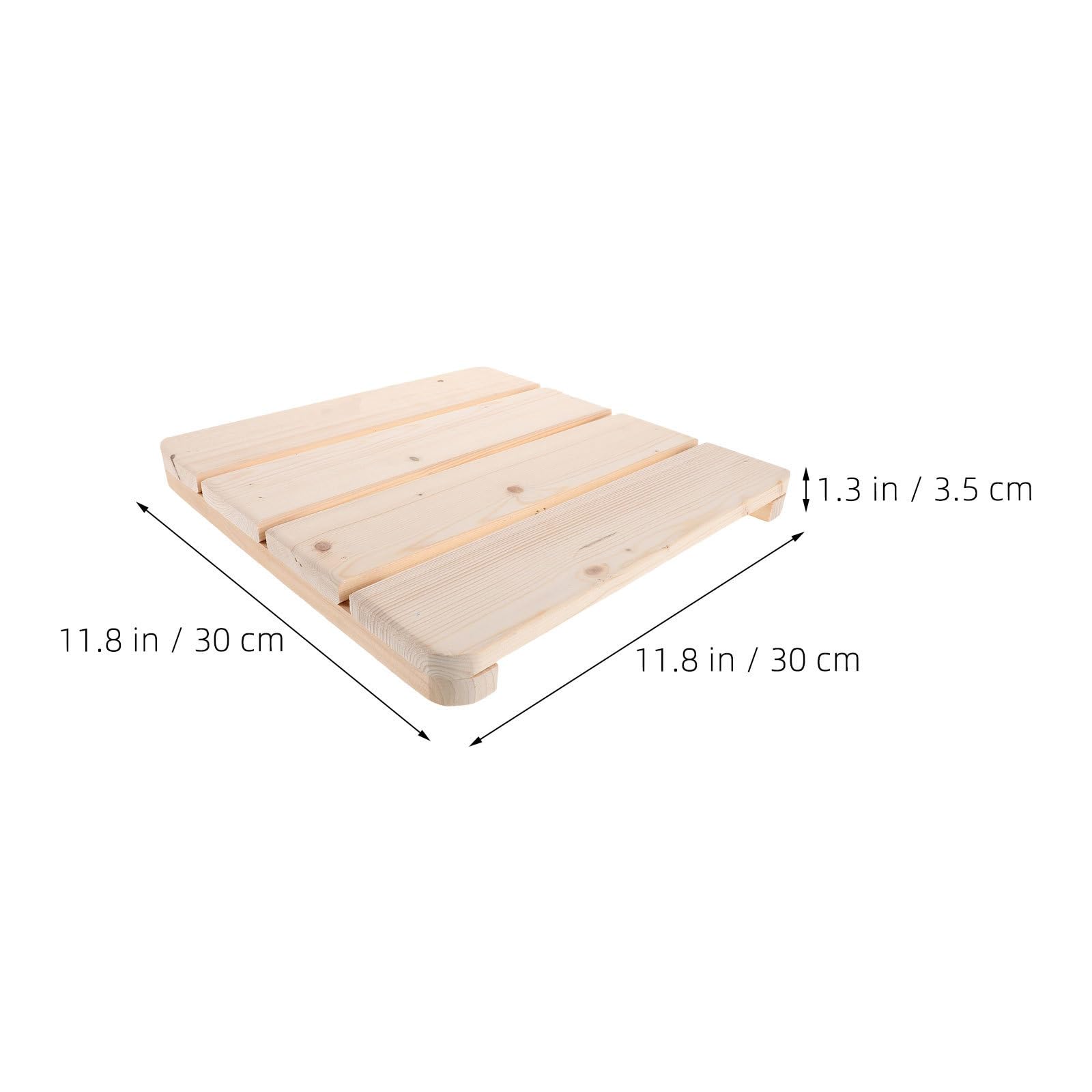 PACKOVE 2 Piezas Alfombra de Ducha de Madera Maciza Antideslizante Listones, Fácil de Limpiar Suelo Elevado de 30cm para Baño, SPA o Sauna Instalación Sencilla