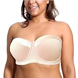 Olivachel Damen Trägerloser BH 34-46 C/D/DD/E 1/2 Cup Seamless Plus Size Balconette BH H059 - Beige - 95B