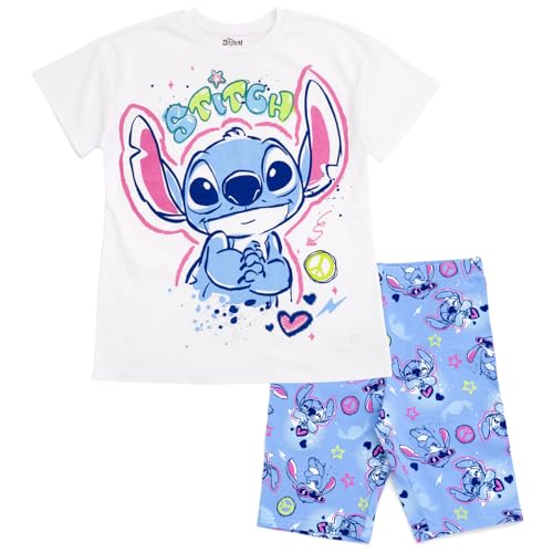 Image of Disney Junior Girls Cropped Boxy T-Shirt and Bike Shorts Outfit Set Toddler to Big Kid Sizes (2T - 14-16)