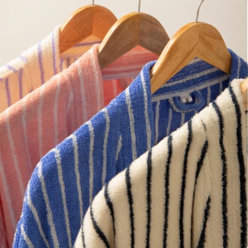 Cotton Terry Stripe Bathrobe For Women And Men,Luxury Kimono Soft Terry Cloth Robe,Comfortable Loungewear Nightwear4