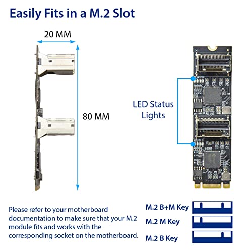 Image of 8 Port Non-RAID SATA III 6Gbp /s to M.2 B+M Key Adapter PCI-e 3.0 x2 bandwith