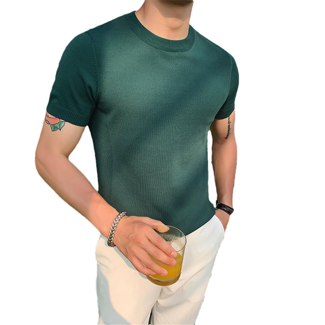 FULBHPRINT Camicia da Uomo Estiva a Maniche Corte in Maglia Girocollo t-Shirt Pullover Giovanile Coppia Casual Maglione da Esterno Urbano