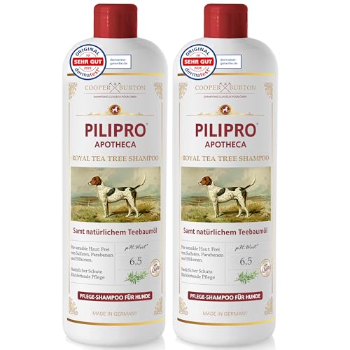 COOPER & BURTON Teebaumöl Hundeshampoo SPARSET 2X 500ml | Shampoo für Hunde gegen Juckreiz Flöhe Zecken Milben Fellpflege & Fellglanz Pflegend | pH-hautschonend für alle Felltypen