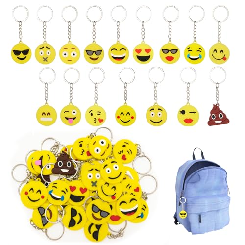 Menibeuty Porte-Clés Émoticônes Pour Enfants, 34pcs Porte-Clés Emoj Émoticônes Lot Porte Clé Porte Clé Enfant Idéal Pour Décorer Noël Et Pour Offrir...