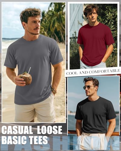 Image of Neer 3 Pack Big and Tall T-Shirts for Men L-7xl Tops | Large Casual Stretch Workout Tees, Short Sleeve Crewneck Oversized Shirts, Classic Summer Outfits, Comfy Basic Loose Clothes