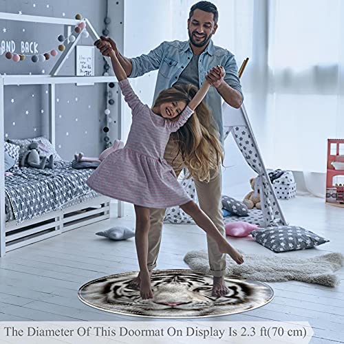 Tapis de sol circulaire tigre blanc pour décorer la chambre