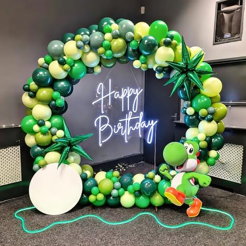 Image of Lukiituke Green Balloons, 60Pcs Dark Green Birthday Balloons | 12in Latex Balloon for Birthday, Graduation, St. Patrick's Day, Jungle Forest Decoration
