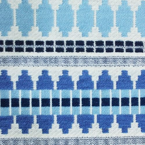 Image of STITCHNEST Woven Table Runner 13x60 Inches | Blue Geometric Design | Tassel Finish | Modern Dining Table Decor