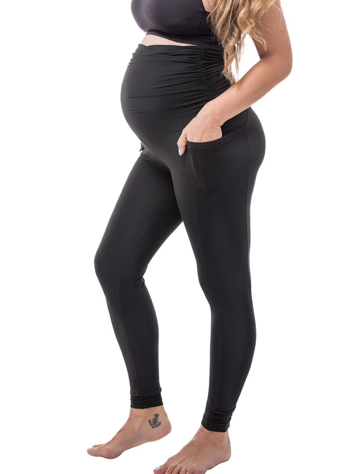 IpletixMaternity Leggings Over Bump, Buttery Soft Maternity Leggings with Pockets Pregnancy Maternity Clothes Sports Leggings