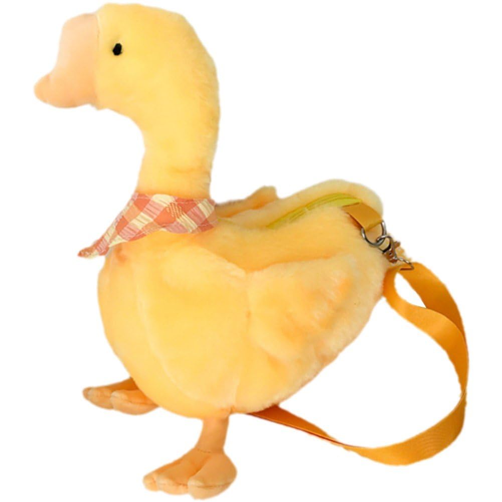 Baokuan Women's Yellow Plush Duck Shoulder Bag Cute Stuffed Backpack Adult Decor Accessories Purse Duck Crossbody Bags Cartoon Messenger Bag For Girls