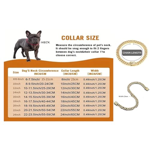 Image of Dog Chain Collars, Diamond Metal Cuban Link Dog Collar,15mm Wide Bling Sparkly Puppy Necklace for Small Medium Large Pet Dogs Cats Silver Pink(18 inch)