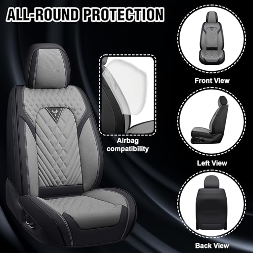 Image of RAV4 Seat Covers Custom Fit for Toyota RAV4 2000-2026, Waterproof Nappa Leather Car Seat Cover, Comfortable and Anti-Slip Front Seat Covers(2 Seats /Black Gray)