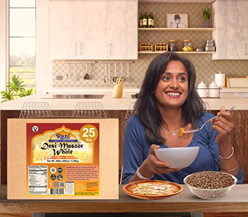 Image of Rani Desi Masoor (Masur) Whole 400oz (25lbs) 11.36kg (aka. Pardina Spanish /American Brown Lentils Whole) Bulk Box ~ All Natural | Vegan | NON-GMO | Kosher | Gluten Friendly | Product of USA