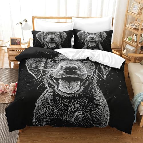 Housse de couette Labrador 3D idée cadeau lit double microfibre douce - 2
