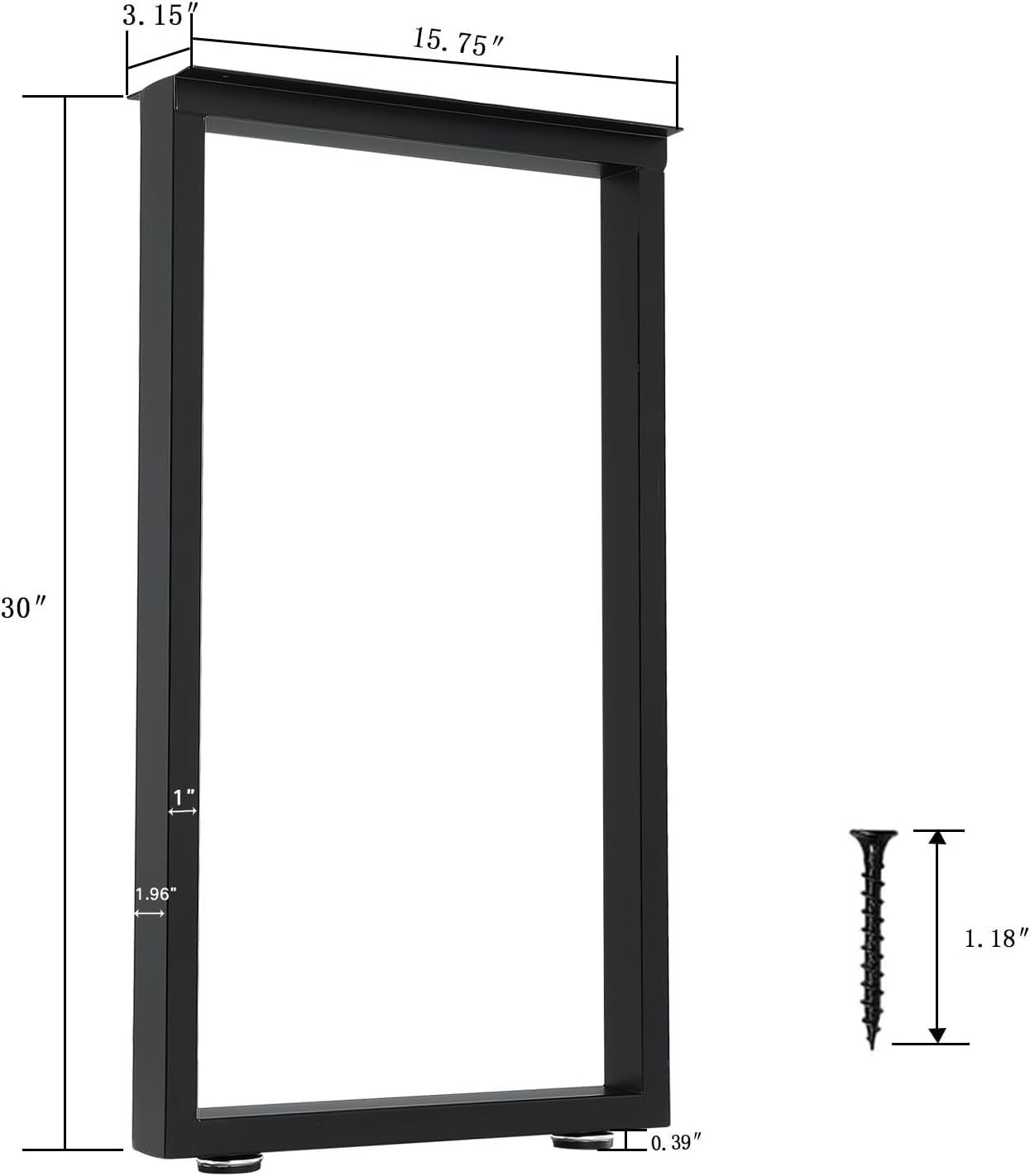 Metal Table Legs 30 Inch Heavy Duty Dining Desk Legs Black Metal Coffee Table Legs with Adjustable Feet Pads, Black, Set of 2