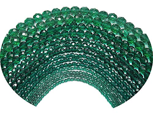 4mm (306 Beads) Emerald, Czech Fire Polished Round Faceted Glass Beads, 3x16 inch Strand
