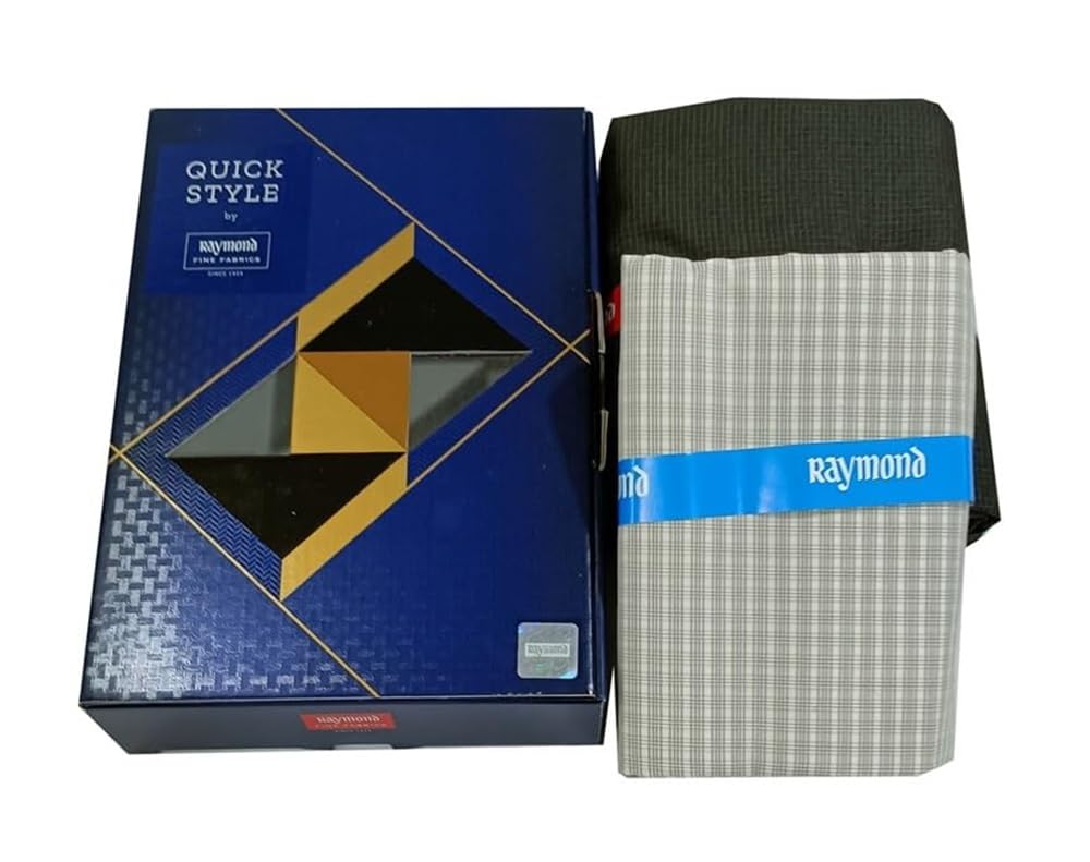 Fabrics Makers Men's Combo of Unstitched Poly Cotton Plain Shirt and Trouser Fabric Set - Gift Pack (Multicolour_Free Size)
