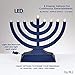 Rite Lite Go Menorah Mini Metallic Electric Menorah - LED Battery/USB Powered Chanukah Menorah Jewish Holiday - Office Car Home Decorations Judaica Hanukkah Gifts, Push Button Multi Light - Blue