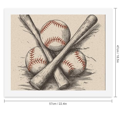Peinture par numéros de battes de baseball adulte débutant toile numérique facile 57x47cm - 2