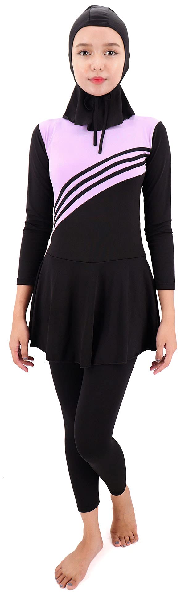 Maillot De Bain Burkini avec Voile - Noir Et Bleu