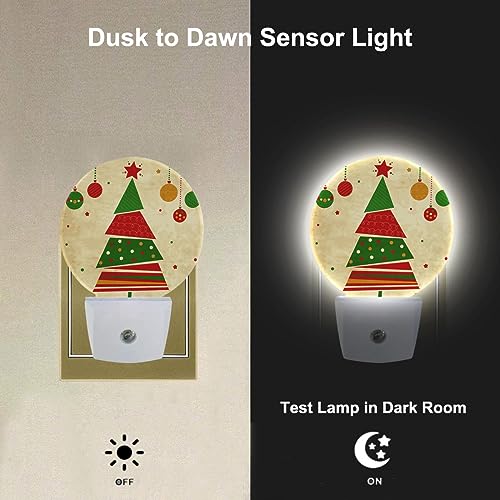 Image of Plug in Night Light Colorful Christmas and New Year Tree Gifts Nightlights Auto On /Off Dusk to Dawn Plug-in Nightlights for Home Bedroom Living Room Bathroom, LEDLAMP3007