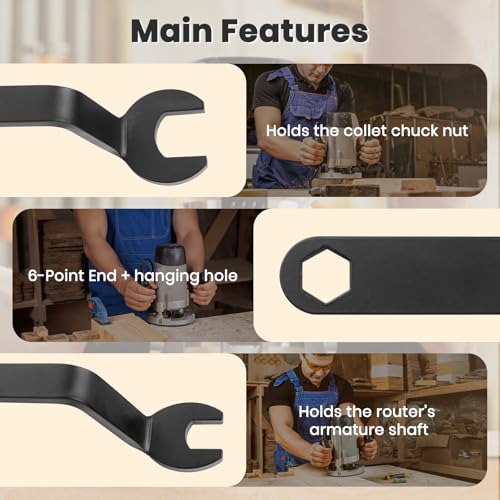 Fuzqq Router Accessories – RA1152 Offset Wrench Set to Change Router Bits, Compatible with Bosch 1617EVS, 1617EVSPK, MRF23EVS & MRC23EVSK Routers